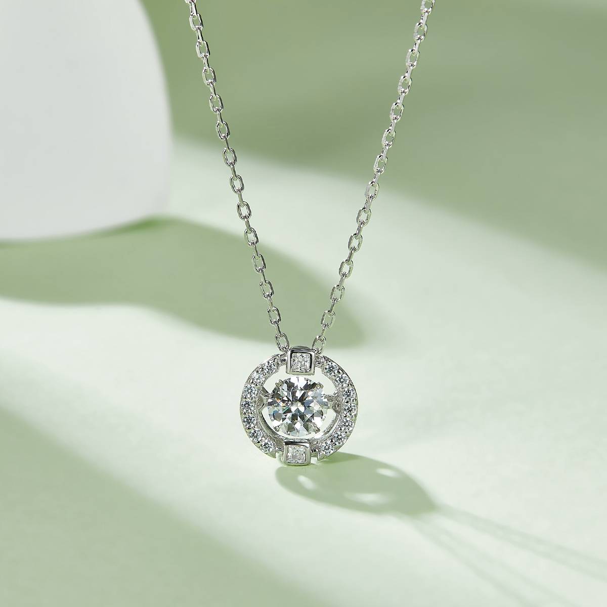 Vivid Dreams S925 Silver Plated Platinum Moissanite Necklace 50 Points D-Class